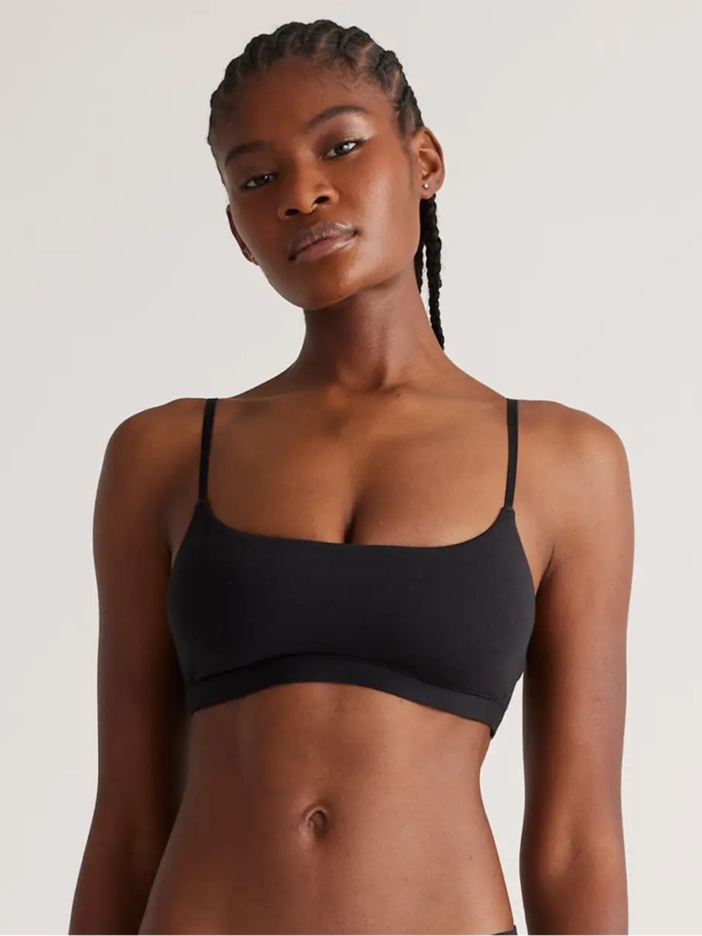 NWOT QUINCE 2 Pack Organic Cotton Scoop Bralettes Black 0933